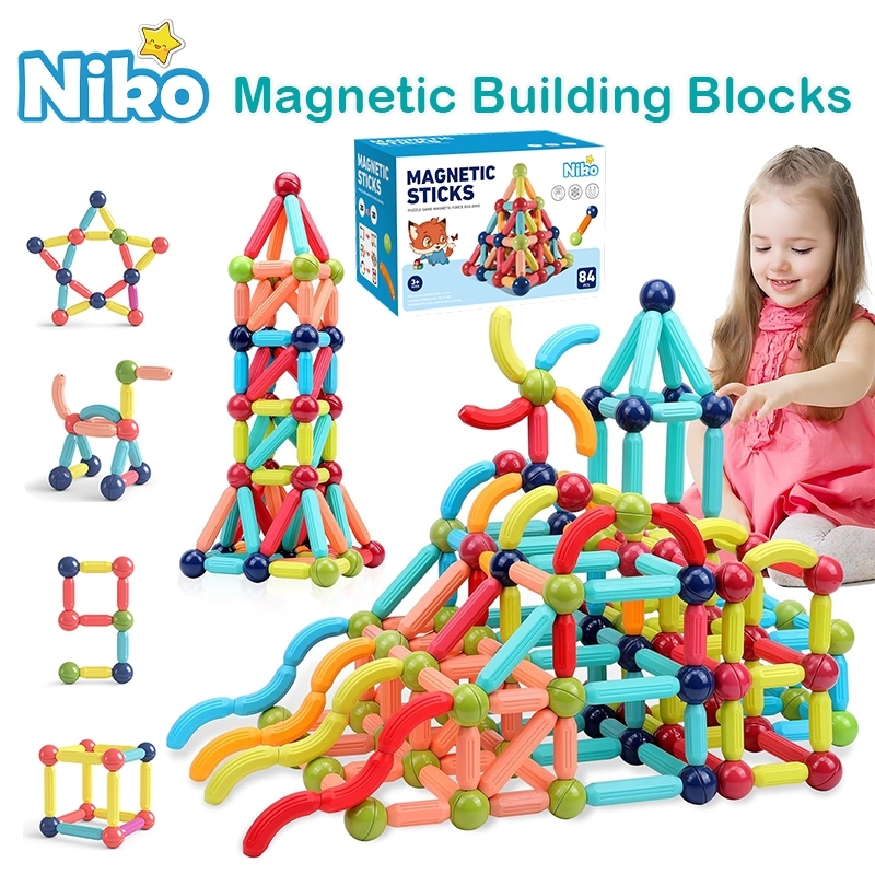 NIKO ตัวต่อแม่เหล็ก บล็อกแม่เหล็ก ของเล่นเด็ก ปลอดภัย BPA-Free ฝึกความคิดสร้างสรรค์ ของขวัญเด็กชายเด็กหญิง