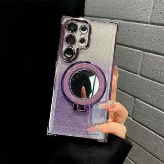 เคสกริตเตอร์ หรูหรา สำหรับ Samsung S26 S26Plus S26Ultra S24Ultra S23Ultra S25Ultra กันกระแทก กระจก แต่งหน้า ตั้งได้ F2