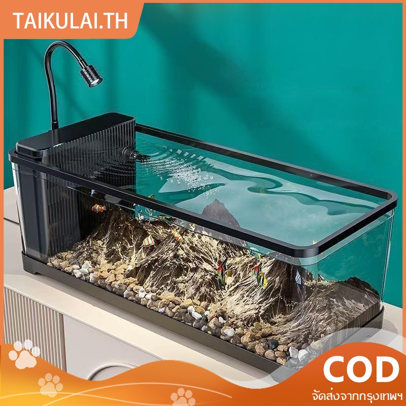 ตู้ปลาไซส์ใหญ่ ออกแบบเป็นชิ้นเดียว มาพร้อมช่องกรองซ่อนในตัว มีปั๊มน้ำและไฟสามสีในตัว