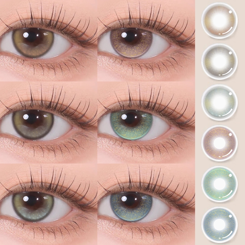 [0.00-4.50] แว่นสายตาสั้น คอนแทคเลนส์สี คอนแทคเลนส์สีชมพู/ฟ้า/เขียว 14.5mm ซีรี่ย์เกาหลี