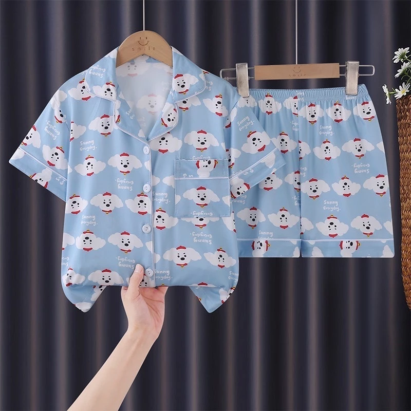 ชุดนอนเด็กคอปกแขนสั้นพิมพ์ลายน่ารัก 110cm-150cm นื้อผ้านุ่มใส่สบาย thumbnail 5