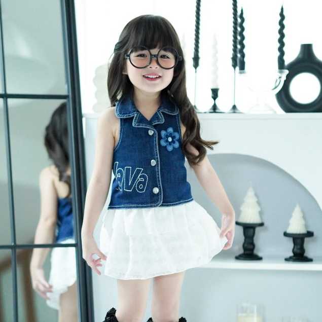 Thelandofvava🐻LOOK03 - VNXI0088 ชุดเซ็ทเด็กผู้หญิง VAVA DENIM ลิขสิทธิ์แท้จาก vava