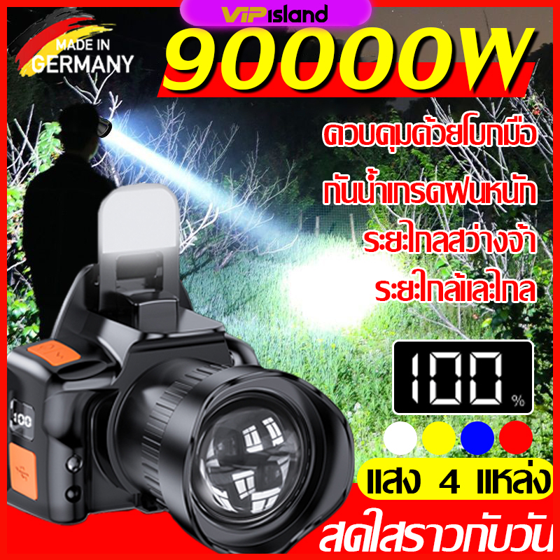 ไฟฉายคาดหัว U8 ปรับ 4 สี กันน้ำ จอแบตดิจิทัล เหมาะทุกกิจกรรมกลางแจ้ง