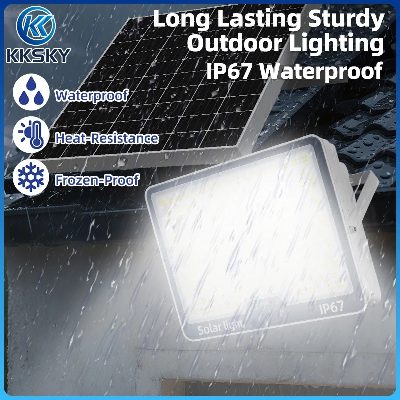KKSKY ไฟโซล่าเซลล์ IP67 กันน้ำ Solar Light 200000W ไฟโซลาเซลล์ เซ็นเซอร์ พร้อมรีโ โซลาร์เซลล์ 100000W สปอร์ตไลท์ LED thumbnail 7