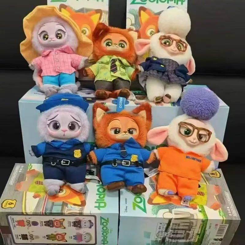 【6pcs】MINISO Zootopia พวงกุญแจ ซีรีส์ Disney ตุ๊กตาสุดน่ารักและสะสมได้ของ Judy Hopps Nick กล่องสุ่ม