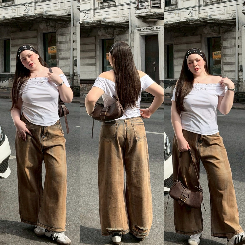 น้องเปื้อน🦠🧽🪣 กางเกงยีนส์ ทรงบัคกี้ แต่งดีเทลฟอกให้เปื้อน สไตล์นี้กำลังมาแรง เก๋มาก สั่งตัดเฉพาะสาวอวบโดยเฉพาะ ไซส์ใหญ่