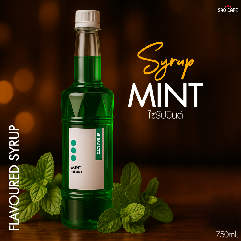 ไซรัปมิ้นท์ - Mint Syrup 750ml. SAO CAFE