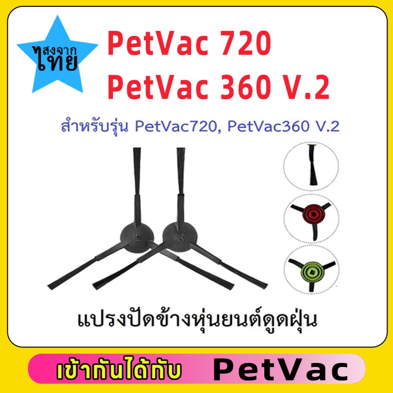 💝💝แปรงปัดข้าง Side Brush อะไหล่ หุ่นยนด์ดูดฝุ่น PetVac720, PetVac360 V.2 (รุ่น V.2 เท่านั้น)