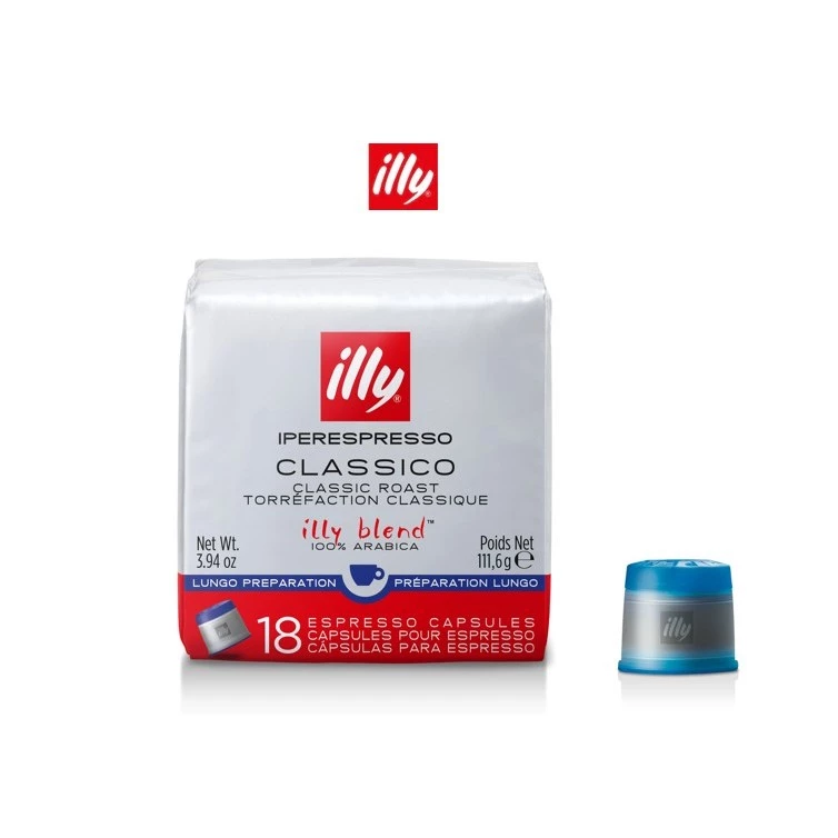ILLY แคปซูลกาแฟ CLASSICO LUNGO - 18 แคปซูล IPERESPRESSO COFFEE CAPSULES CLASSICO LUNGO - 18 CAPSULES