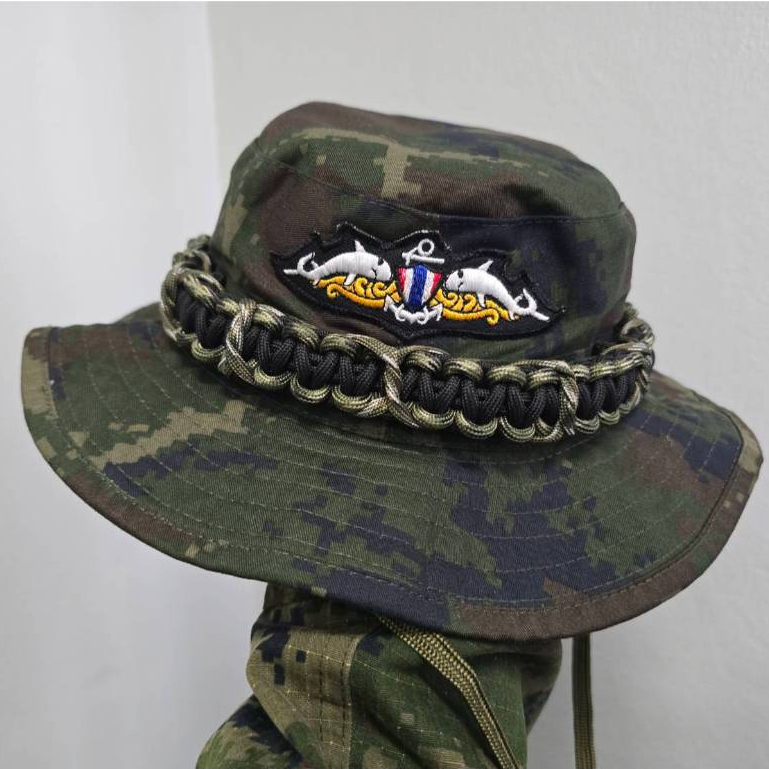 หมวกปีกลายพรางทหารเรือ พร้อมเชือกถัก หน้าหมวก โลโก้ NAVY SEAL