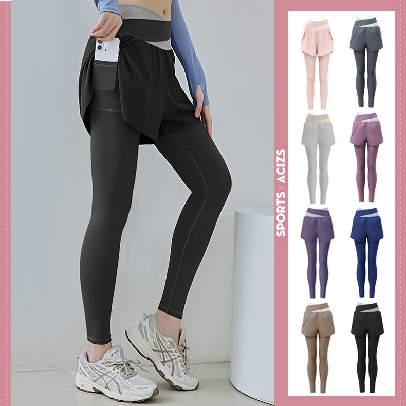 mvp sport  กางเกงวอร์มผู้หญิง กางเกงโยคะเอวสูง กระเป๋าด้านข้างแบบซ่อน