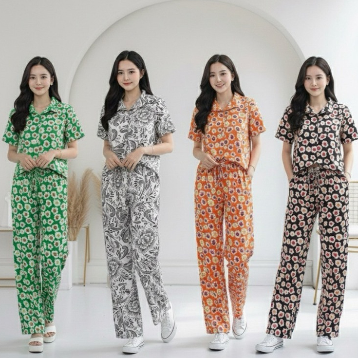 mayura_stores No.AB468 ชุดเซ็ทใหม่ ลายดอกไม้ ผ้าใส่สบาย ใส่เที่ยวสวยๆ ชุดเซ็ท เสื้อผ้าแฟชั่น 🌟ส่งจากไทย🌟