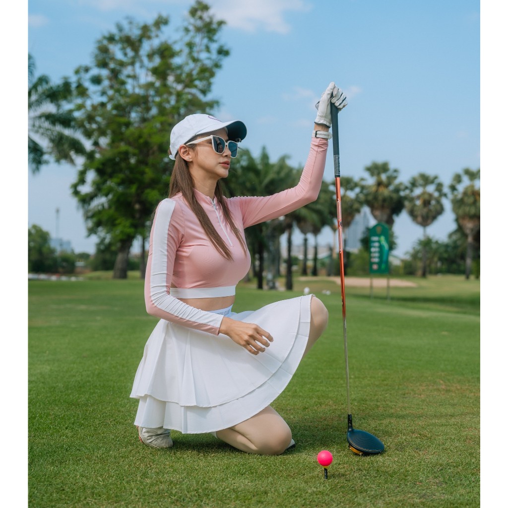 Performance Long Sleeve Crop Golf เสื้อกีฬา ชุดแคนดี้ โปโลแขนยาว