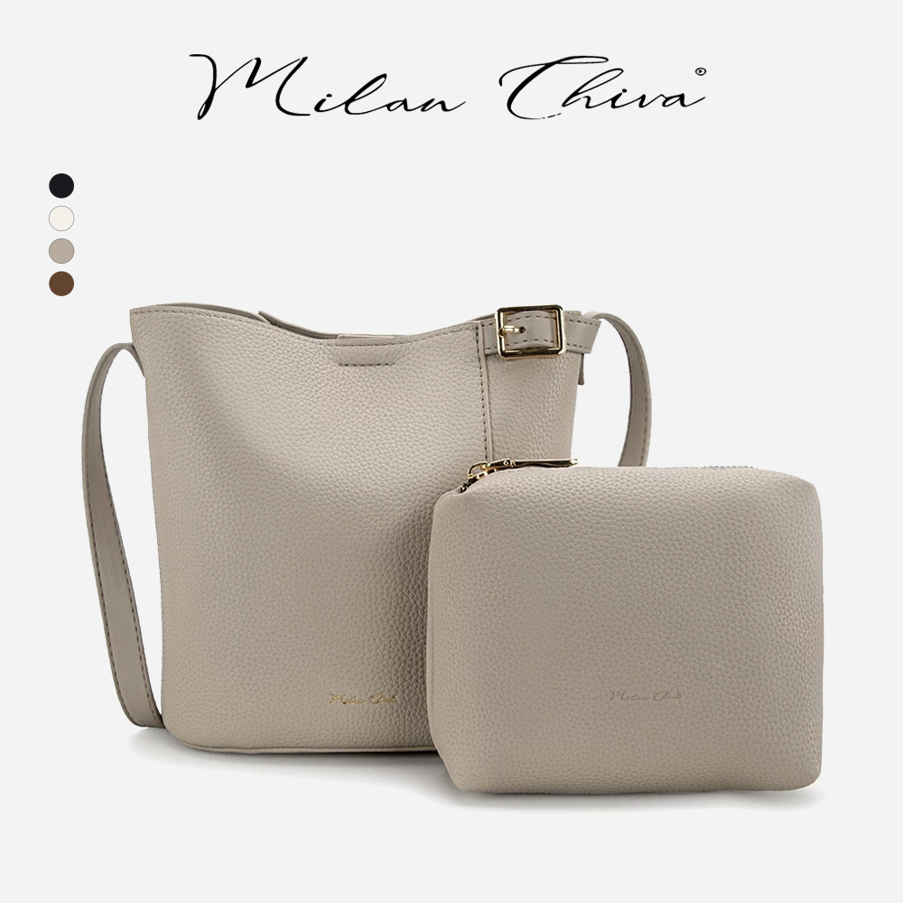 Milan Chiva BasketBag กระเป๋าสะพายข้างสำหรับผู้หญิง Set 2 ชิ้น กระเป๋าทรงถัง กระเป๋าผู้หญิง (MC-466)