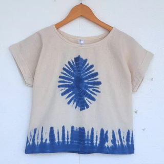 เสื้อมัดย้อม คอกลมแขนเลย ผ้าฝ้ายมัดย้อม