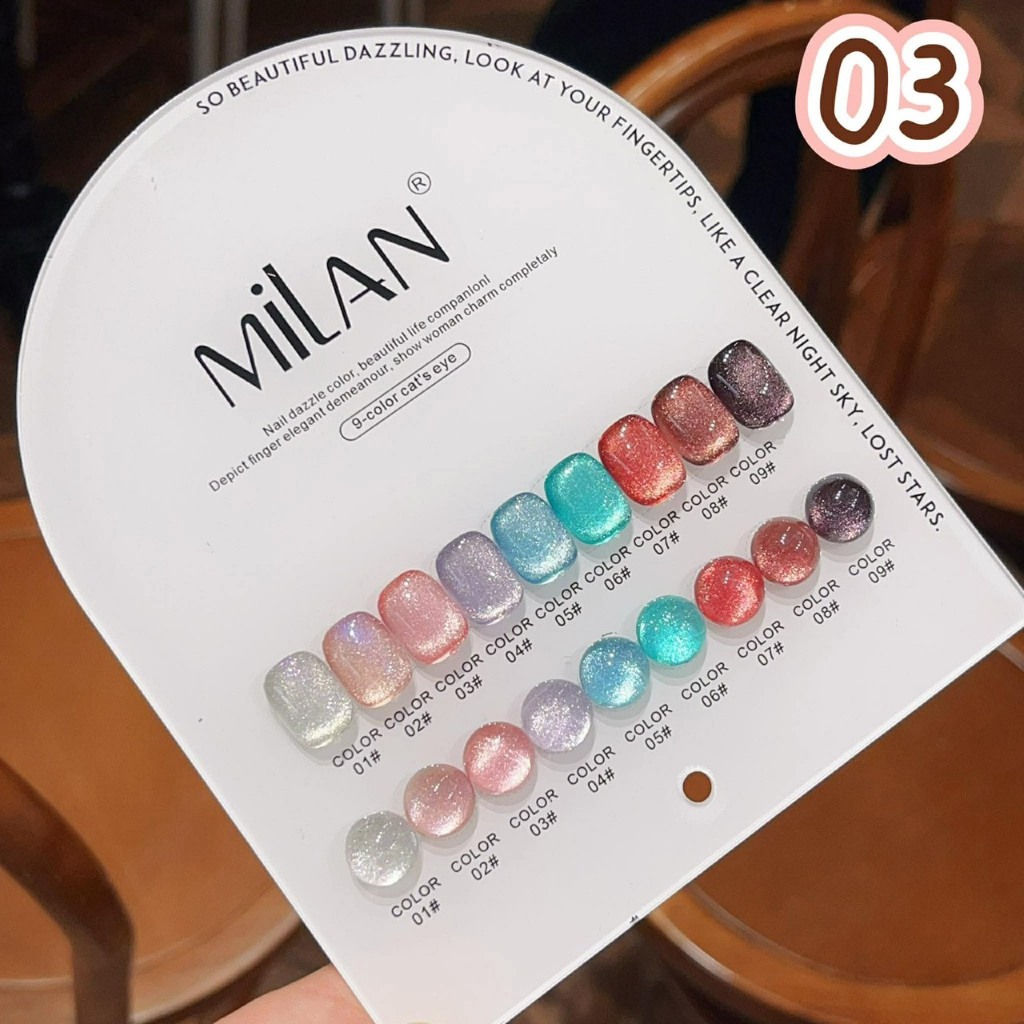 Set Cateye Milan 9 สี ชาร์ทโค้ง No.03 สีเจล เล็บเจล