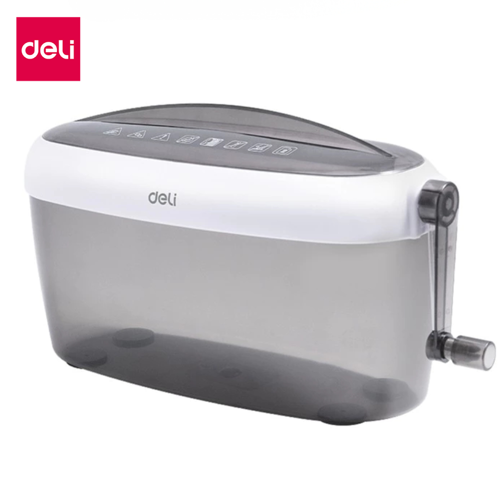 Deli เครื่องย่อยกระดาษ 3 ลิตร เครื่องทำลายเอกสาร แบบมือหมุน ขนาด A4 อุปกรณ์สำนักงาน Paper Shredder