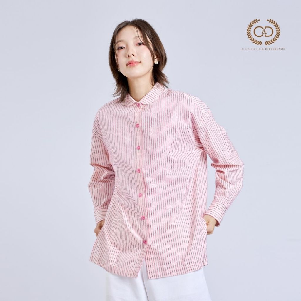C&D เสื้อเชิ๊ตผู้หญิงปกเชิ้ต แขนยาว C9Z9PI