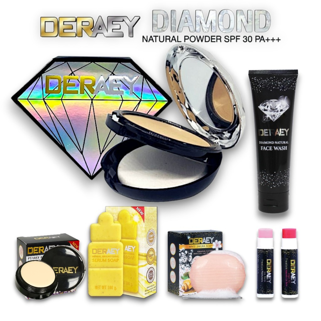 แป้งเดอเอ้ไดมอนด์ 1ตลับ แถมของขวัญอีก 1ชิ้น แป้งสำหรับคนหน้าแห้ง ผสมรองพื้นและกันแดด SPF30PA+++