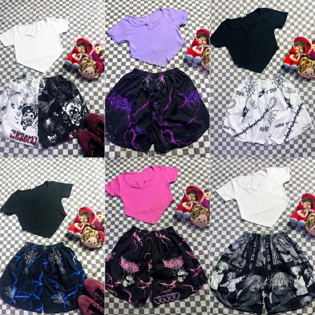 เซ็ตกางเกงขาสั้นเสื้อครแปสามเหลี่ยม