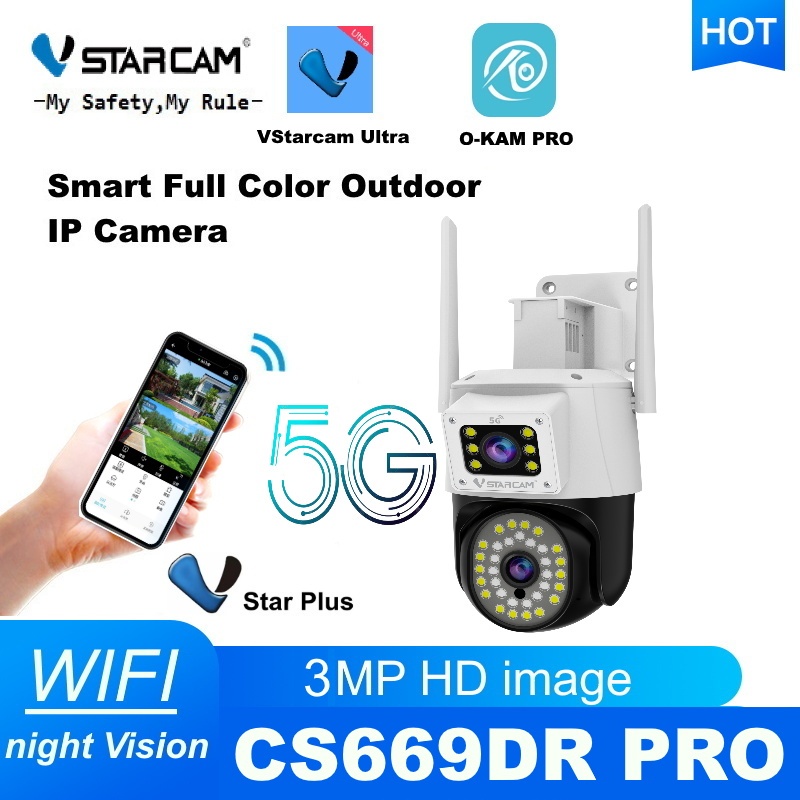 Vstarcam CS669DR-PRO (เลนส์คู่ - รองรับ Wi-Fi 5G ) ความละเอียด 3 ล้านพิกเซล (1296P) กล้องวงจรปิดไร้ส