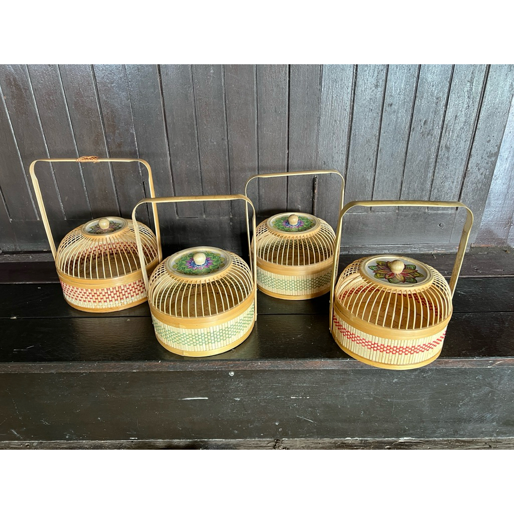 ตะกร้า กระเช้าของขวัญ ชะลอมปิ่นโต ขนาด 8 นิ้ว, 10 นิ้ว