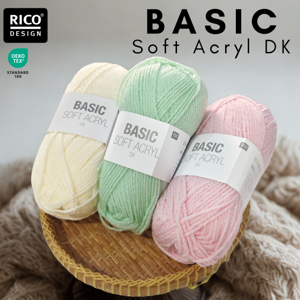 Rico Basic Soft Acryl DK 50g | ไหมพรม Acrylic 100% นุ่ม ไม่แข็ง ถักลื่น สีสวย