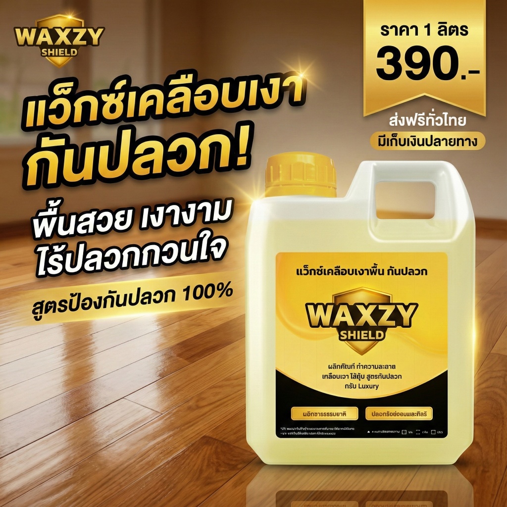 [ขายดี] Waxzy shilde น้ำยาดันฝุ่นกันปลวก ถูพื้น เคลือบเงา ดันฝุ่นไล่ปลวก สูตรออแกนิกปลอดภัย
