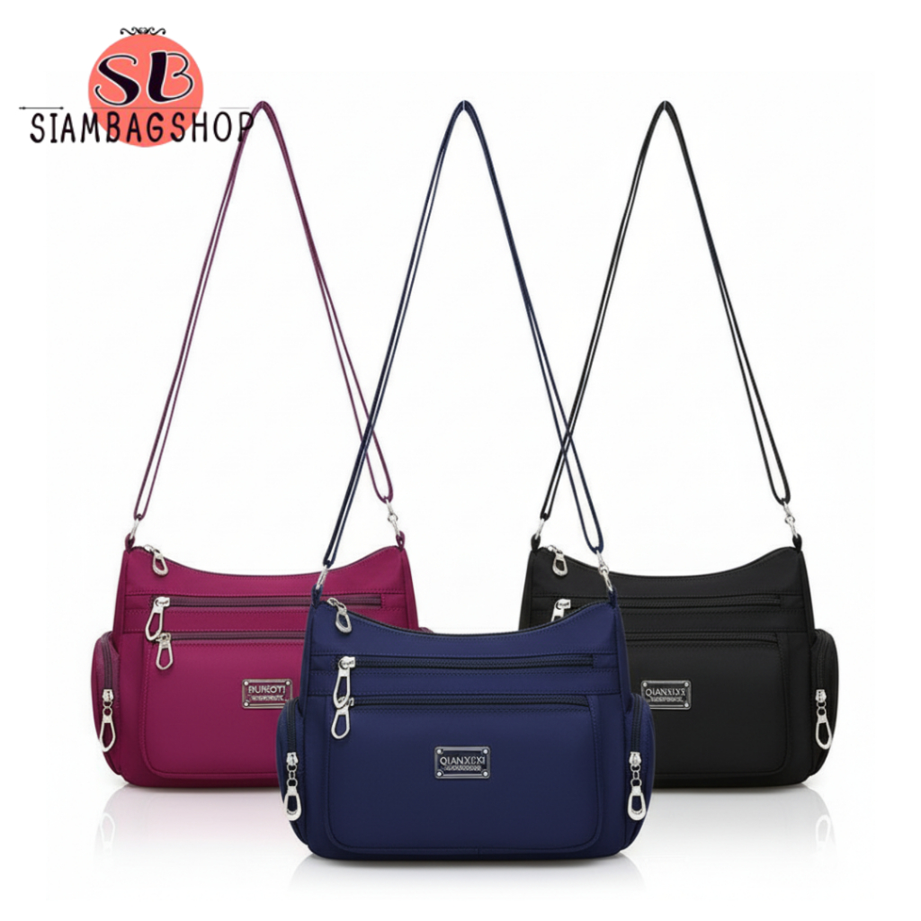 SIAMBAGSHOP(S1089) กระเป๋าสะพายข้าง ผ้าไนล่อนช่องเยอะสุดคุ้ม