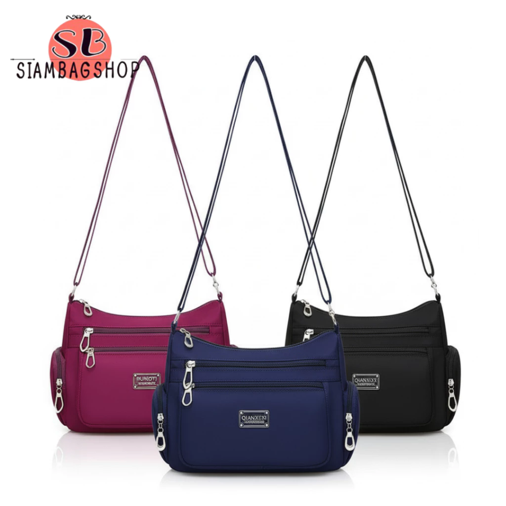 SIAMBAGSHOP(S1089) กระเป๋าสะพายข้าง ผ้าไนล่อนช่องเยอะสุดคุ้ม