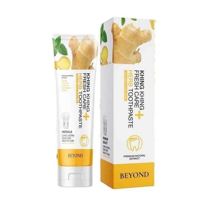 ยาสีฟันขิงขิง Khing Khing Whitening Fresh Care Herb ยาสีฟันสมุนไพร 1 หลอด ปริมาณ 50 g.