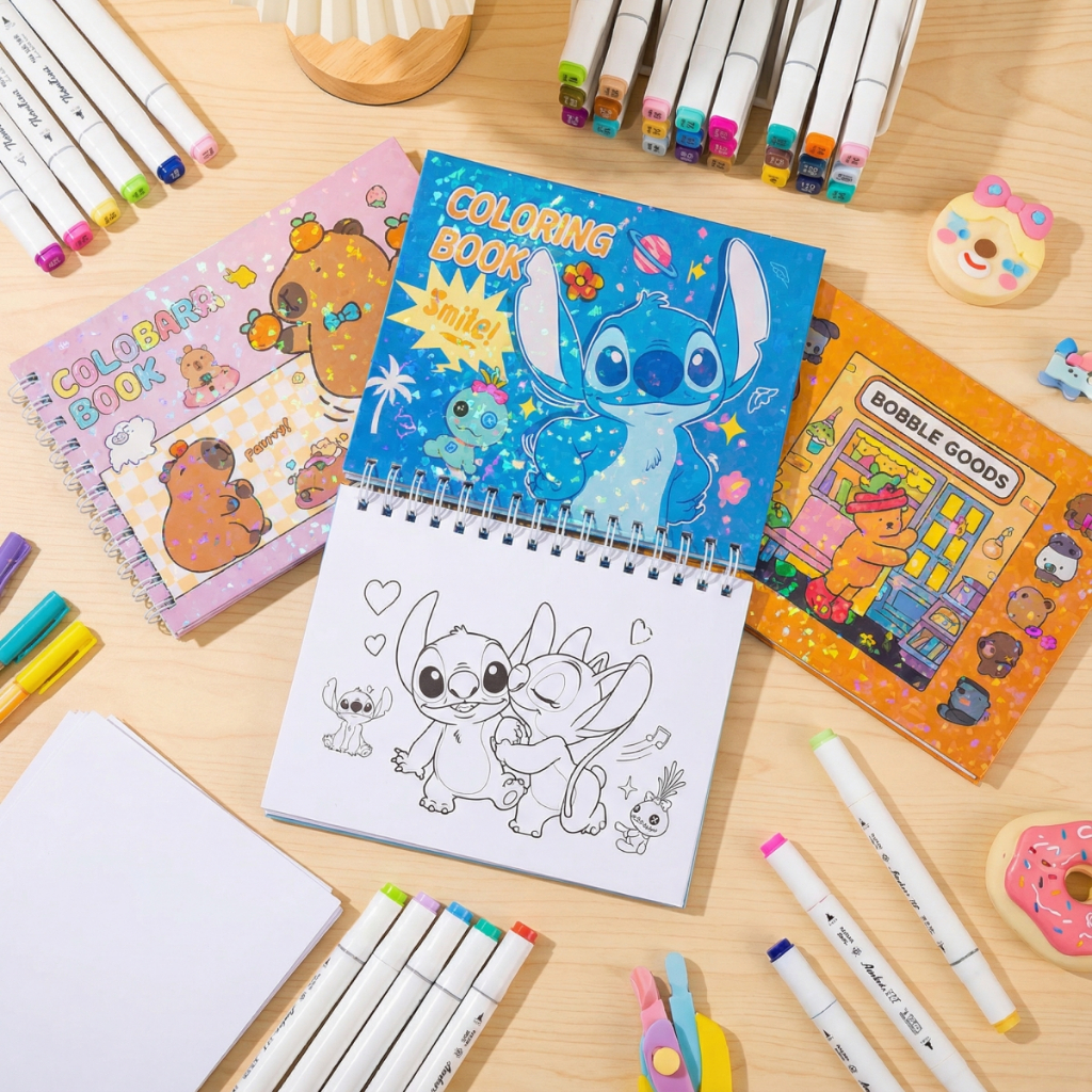 สมุดระบายสีเด็ก คาปิบาร่า หมีน้อย Coloring Book เสริมจินตนาการ ของเล่นเสริมพัฒนาการ เด็กชายหญิง เหมาะเป็นของขวัญเด็ก