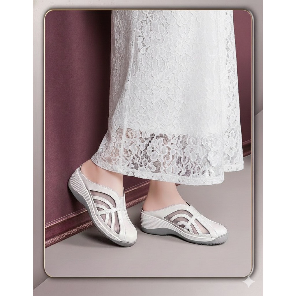 Shoes I amm B34 **ร้านจริงส่งตรงจากนครนายก** รองเท้าสุขภาพสวมหัวมน เปิดส้นซีทรู น้ำหนักเบา ซัพพอร์ตการเดินสบาย - รูปที่ 7