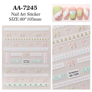 สติ๊กเกอร์ติดเล็บลายลูกไม้ 5D lace sticker พร้อมส่งจากไทย