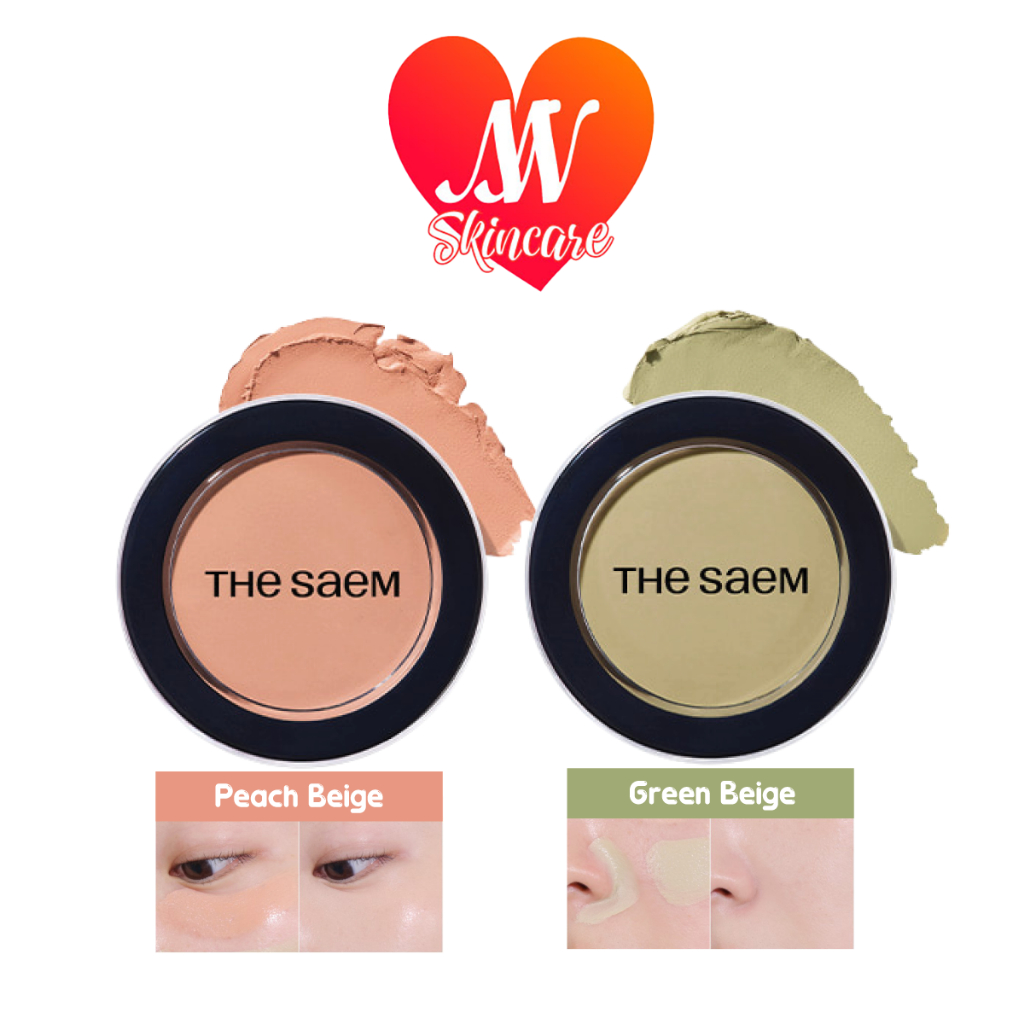แท้ The Saem Cover Perfection Pot Concealer 4g Green/ Peach Beige คอนซีลเลอร์ปกปิดรอยคล้ำ ดำ แดง สิว #VV