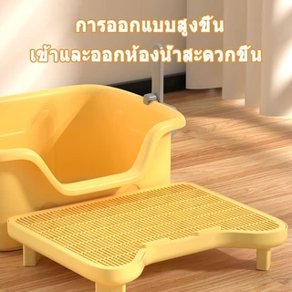 แผ่นดักทรายแมว บันไดห้องน้ำแมว 2 ชั้น ทำความสะอาดง่าย สะดวกต่อการใช้งาน ความจุขนาดใหญ่ 2IN1 ถาดรองฉี่สุนัข พรมดักทรายแมว
