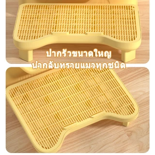 แผ่นดักทรายแมว บันไดห้องน้ำแมว 2 ชั้น ทำความสะอาดง่าย สะดวกต่อการใช้งาน ความจุขนาดใหญ่ 2IN1 ถาดรองฉี่สุนัข พรมดักทรายแมว