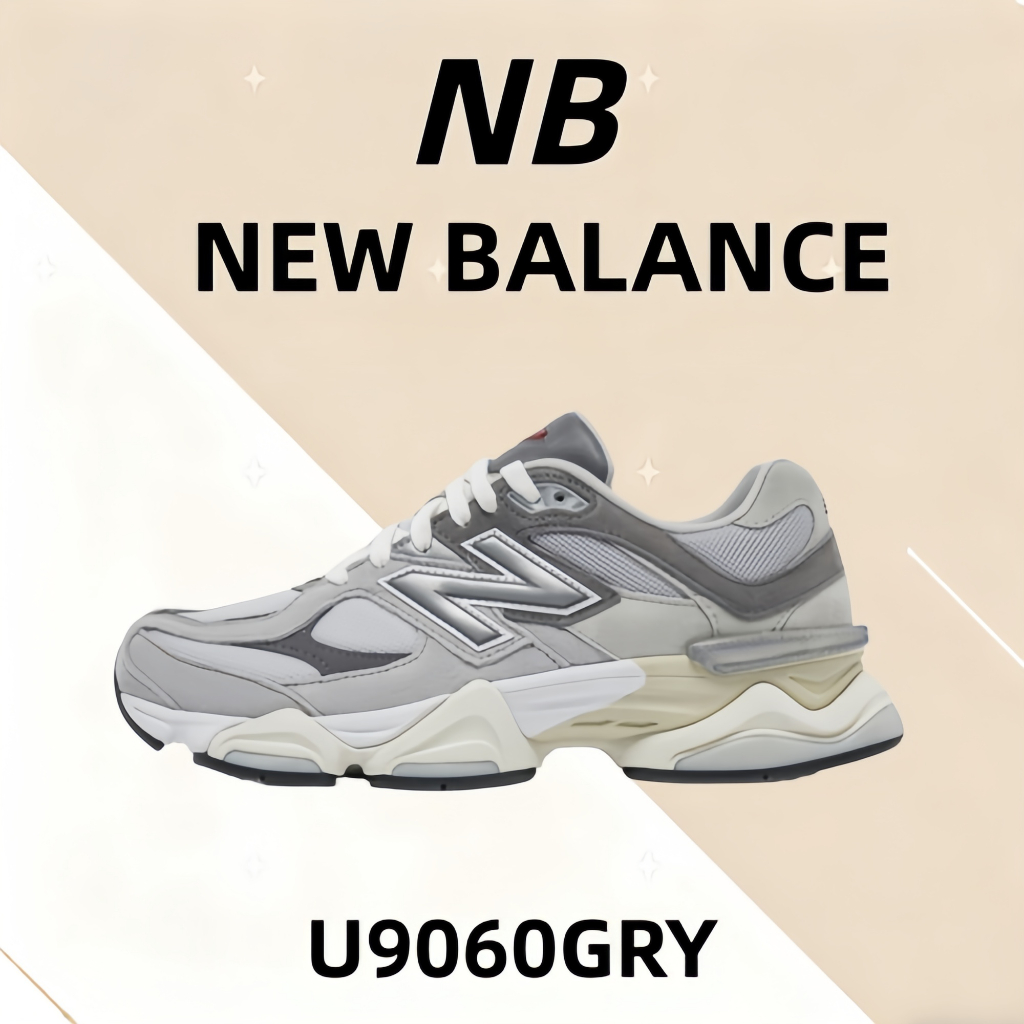 💗ของแท้รับประกัน100%💥 New Balance NB 9060  U9060GRY Outdoor commuting running casual shoes