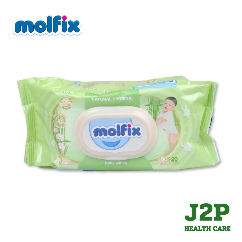 Molfix โมลฟิก ทิชชู่เปียก ผ้าเช็ดทำความสะอาด สูตรอ่อนโยน ห่อใหญ่100แผ่น