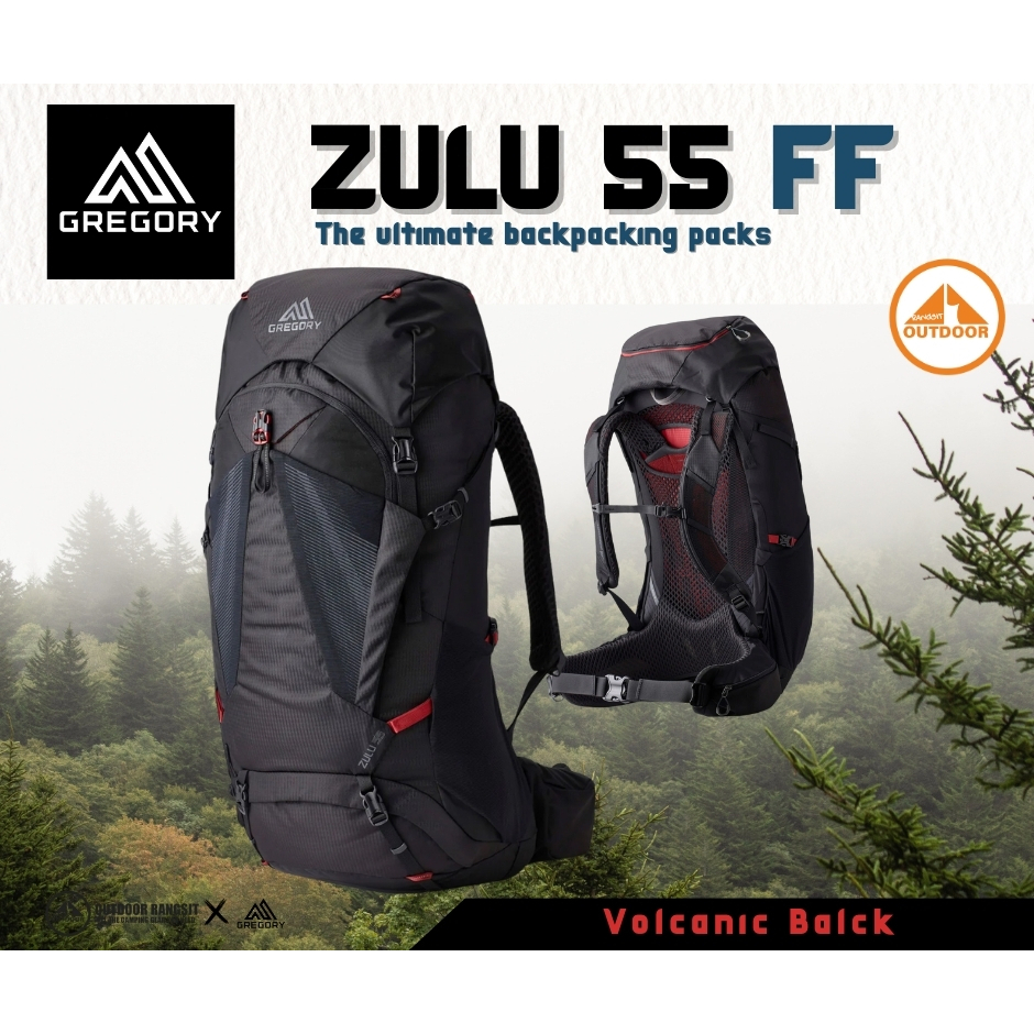 Gregory Zulu 55 FF #Volcanic Black New เป้เดินป่าผู้ชาย ขนาด 55 ลิตร สีดำ คุณภาพสูง