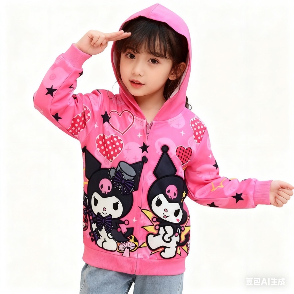 BB026  เสื้อแจ็กเก็ตแขนยาว มีฮู้ด ลายการ์ตูน น่ารักมาก สําหรับเด็กผู้หญิง - รูปที่ 6