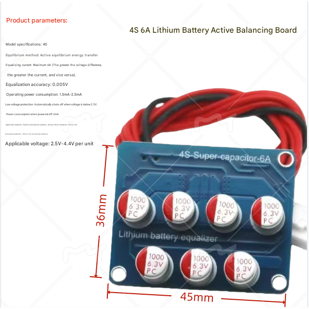 (รุ่นใหม่ล่าสุดปี 2026) วงจร 4S 6A Active Balancer บอร์ดแดงเเอคทีฟบาลานซ์ Balance Li-ion Lifepo4 NMC Lipo Lit