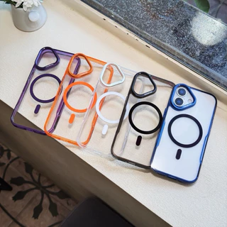 เคส ขอบสีใส+กล้องตั้งได้ IPHONE - 11 13 14 14+ 14pm 15 15+ 15pm 16 16pro 16pm 17 17air 17pro 17pm