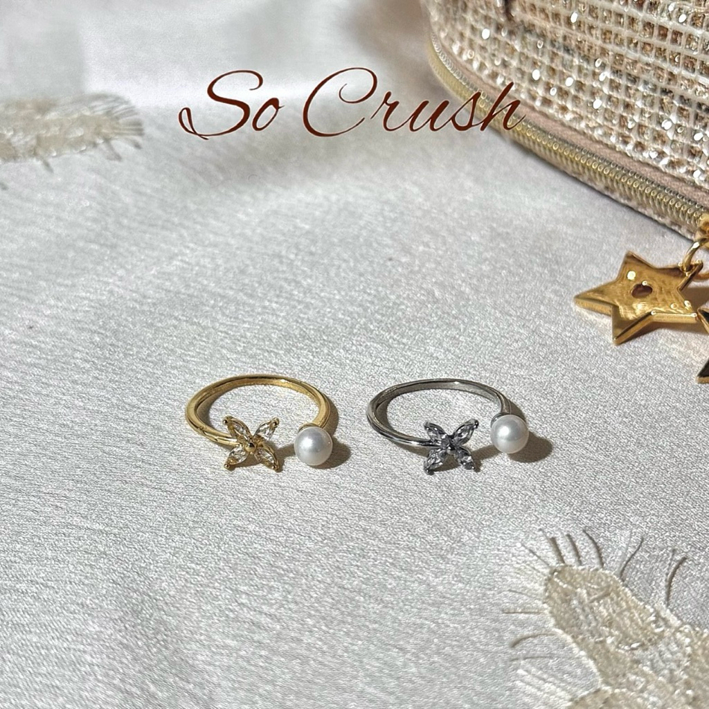 Socrush.bkk | FLAIR PEARL ring | SR-047 | แหวน มุก เพชร โคลเวอร์ ดอกไม้