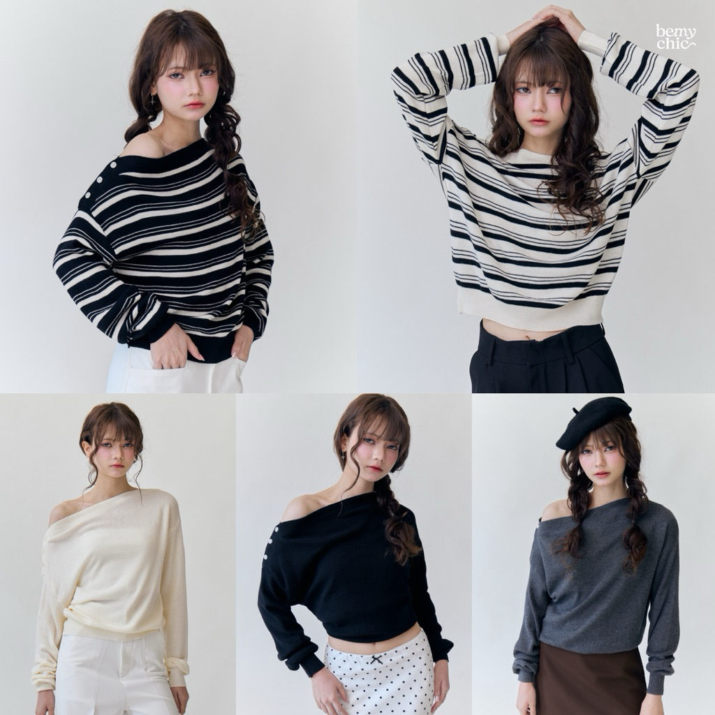 BEMYCHIC เสื้อไหมพรมไหล่เบี่ยง รุ่น Rita knit top