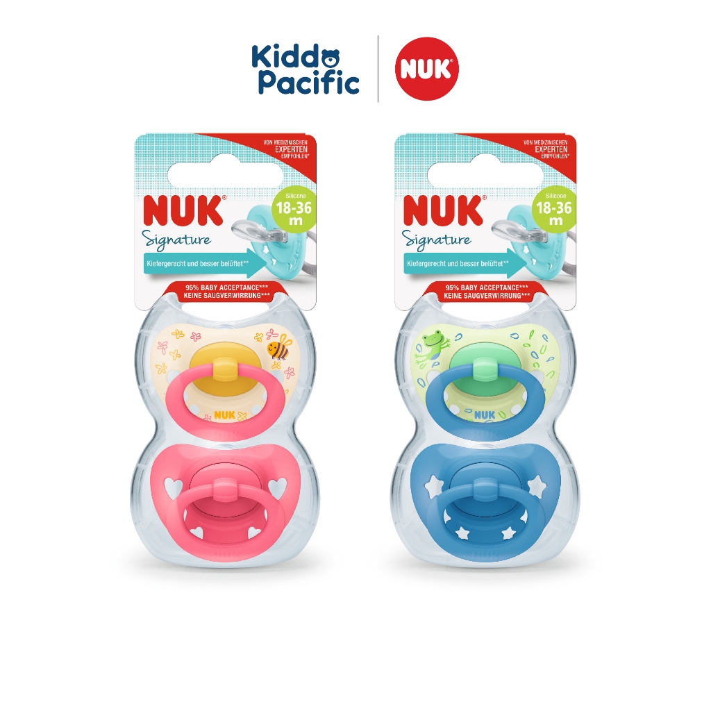 NUK PACIFIER SIGNATURE SI3 2PCS BLUE จุกหลอกซิลิโคน