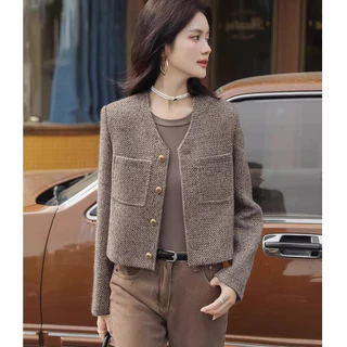 สีดํา Blazer เบลเซอร์ ผู้หญิง ผ้าทวีต สไตล์คุณหนู มีซับในตัว งานสวยหรูหรา เสื้อคลุม ดีเทลแต่งกระเป๋า แขนยาว