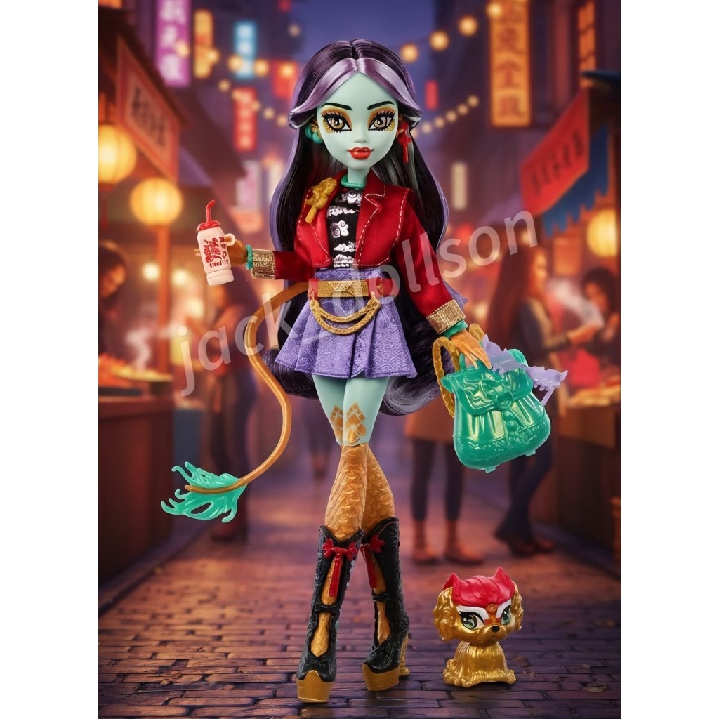 Monster High Jinafire Long Doll, Dragon with Pet Dog ขายตุ๊กตามอนสเตอร์ไฮ จีน่าไฟร์ลอง น่าสะสม ราคาถูกที่สุด พร้อมส่ง 💜💜