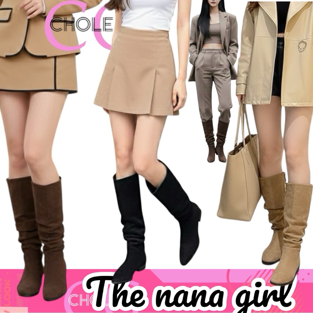 [ส่งด่วนถึงภายใน3ชม.ได้👍] Chole G: The Nana Girl Korea Boots ไซส์37-43 (SH0195)รองเท้าบูทยาว กำมะหยี่ส้นสูง 6.5cm