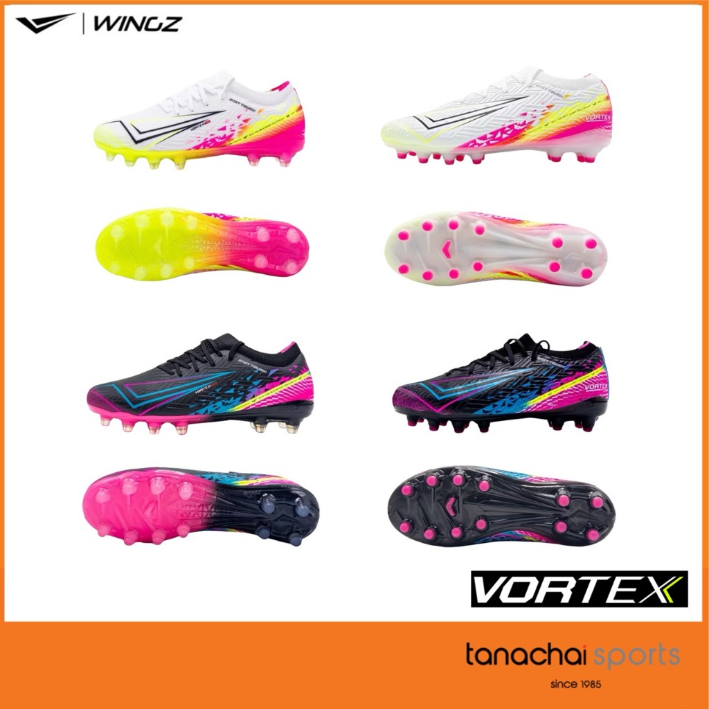 Wingz VORTEX PRO / VORTEX รองเท้าฟุตบอล อัปเปอร์ผ้า Knit Touch กระชับเท้า น้ำหนักเบา สวมใส่สบาย ตัวท็อป และ รองท็อป